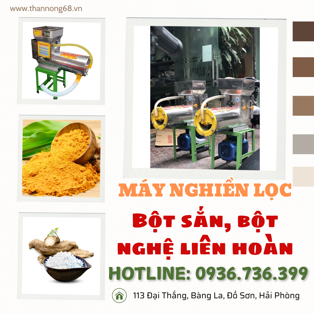 Máy nghiền lọc tách tinh bột sắn, bột nghệ liên hoàn